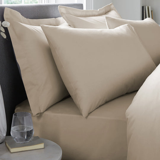200 Thread Count Plain Dye Pair of Oxford Pillowcases in Natural 50 x 75cm