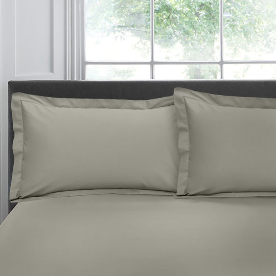 200 Thread Count Plain Dye Pair of Oxford Pillowcases in Silver 50 x 75cm
