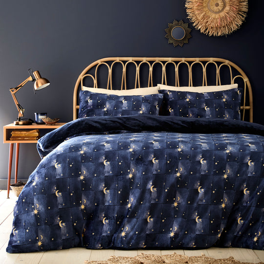 Cosmic Star Duvet Cover Set in Navy