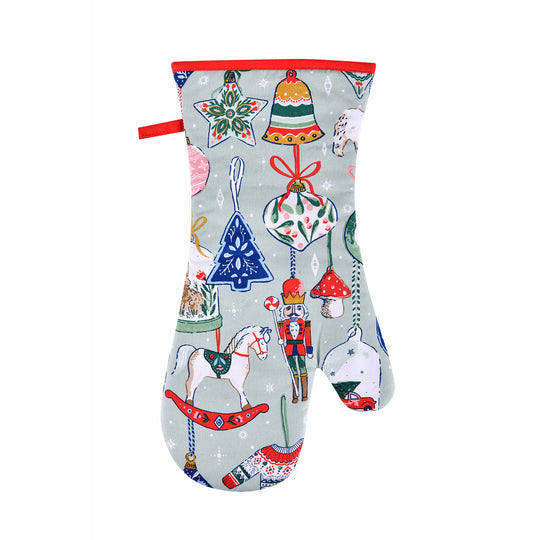 Christmas Ornaments Gauntlet Oven Glove in Multicolour