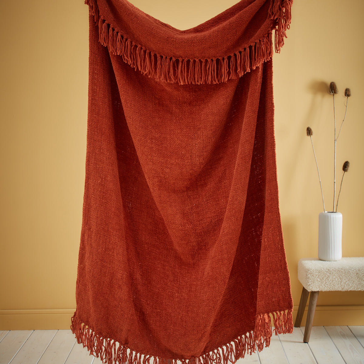 Chenille Throw in Terracotta 130 x 180cm – Ulster Weavers