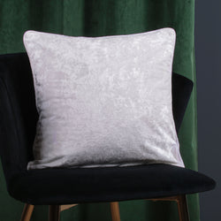 Crushed Velvet Cushion by Soiree in White 43 x 43cm