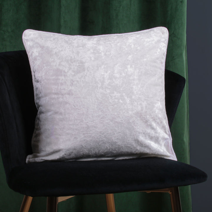 Crushed Velvet Cushion by Soiree in White 43 x 43cm - Cushion - Soiree