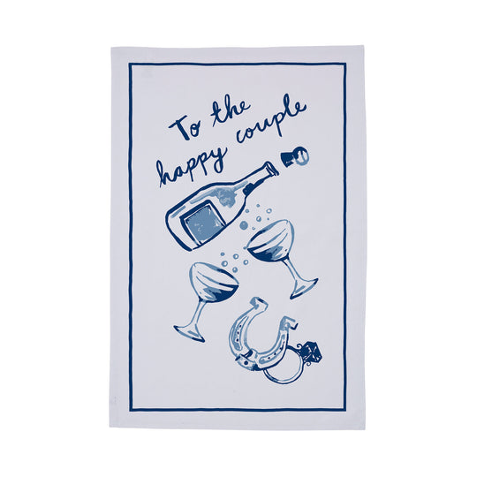Happy Couple Cotton Tea Towel in Multicolour