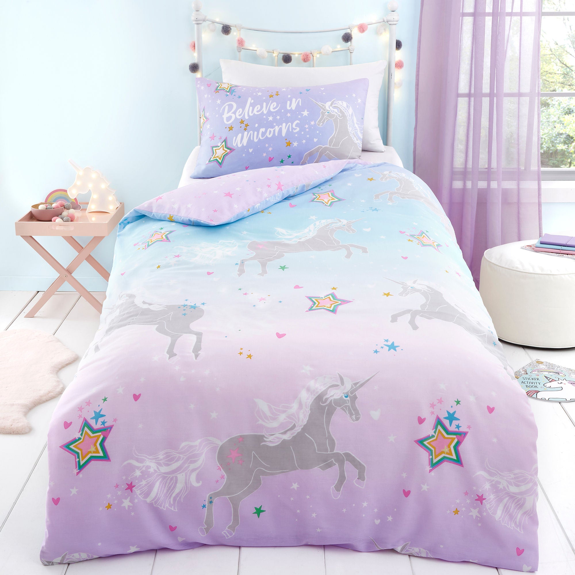 Ombre Unicorn Duvet Cover Set by Bedlam in Lilac - Duvet Cover Set - Bedlam