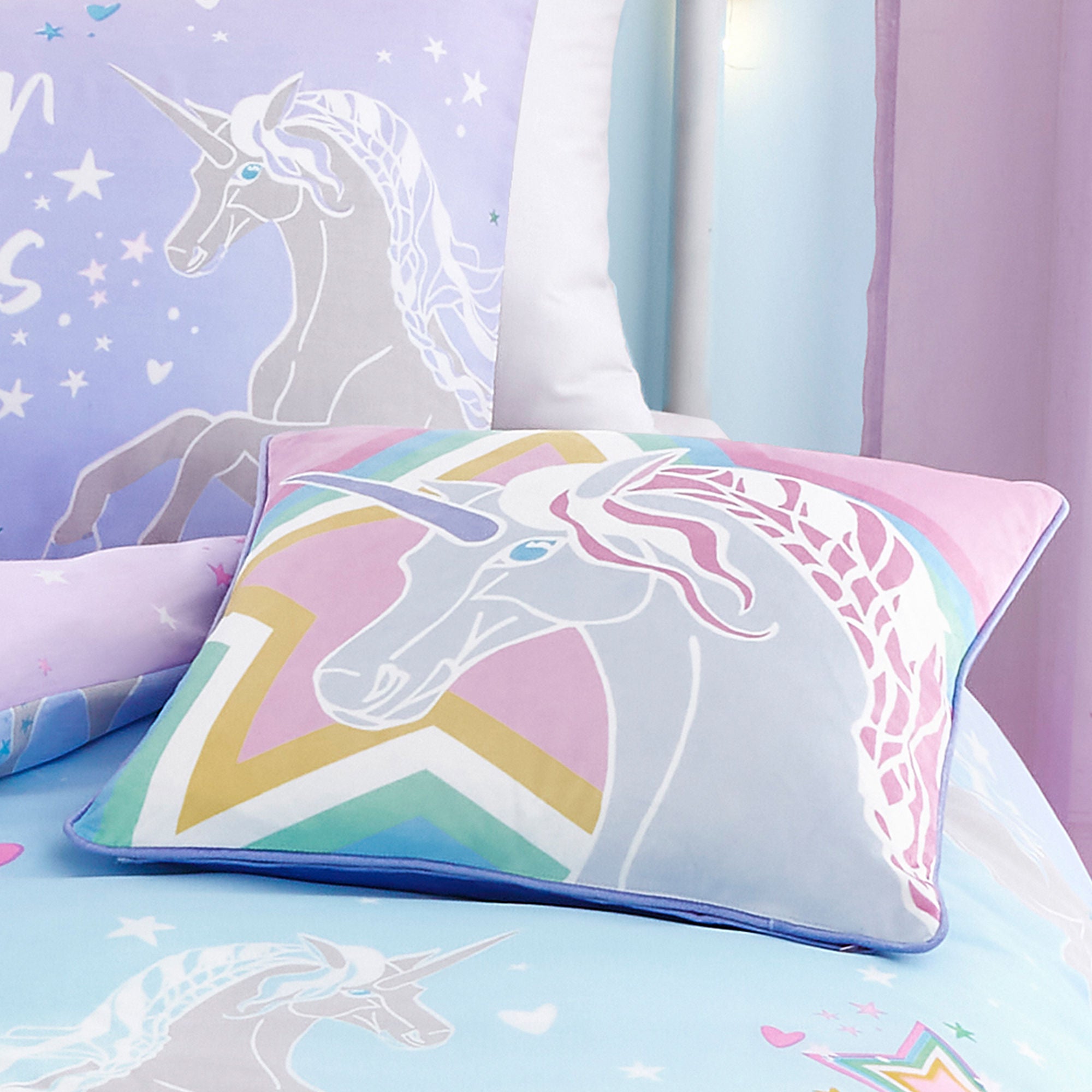 Ombre Unicorn Duvet Cover Set by Bedlam in Lilac - Duvet Cover Set - Bedlam