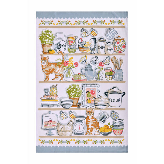 Pantry Cats Cotton Tea Towel in Multicolour