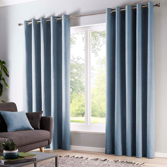Sorbonne Eyelet Curtains in Blue
