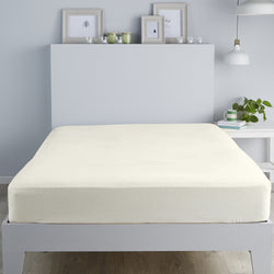 Brushed Bedding 28cm Fitted Bed Sheet by Fusion in Cream