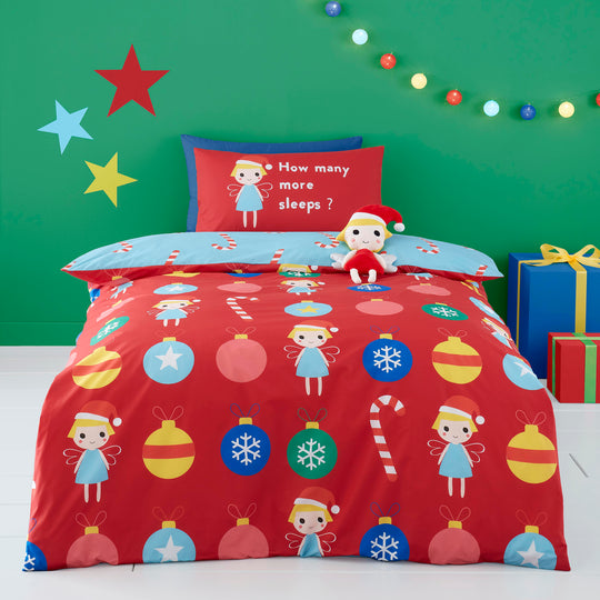 Christmas Fairy Duvet Cover Set in Red