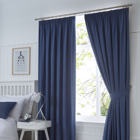 Dijon Pencil Pleat Curtains in Navy