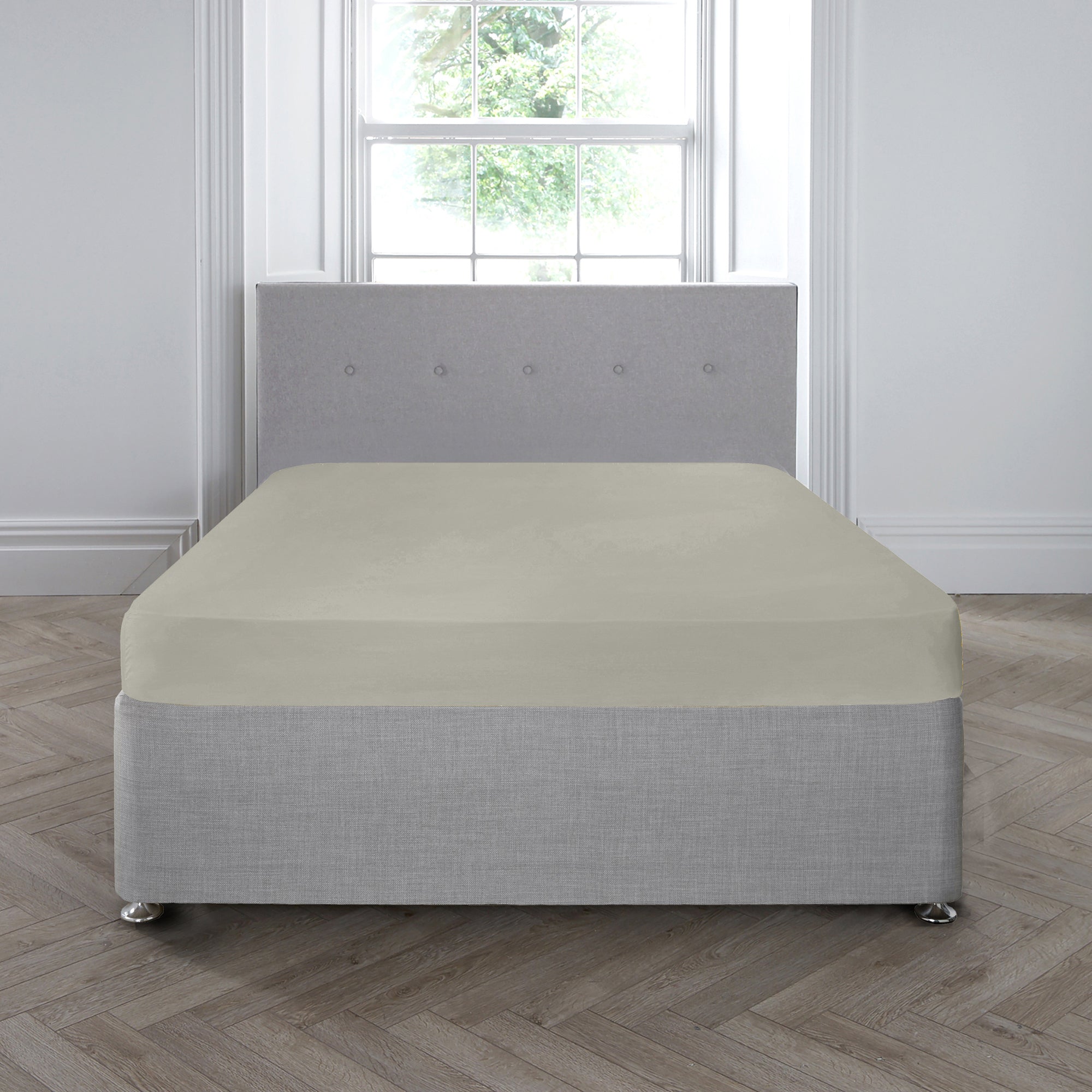 200TC Plain Dye 35cm Deep Fitted Sheet by Appletree Boutique in Silver - 35cm Deep Fitted Sheet - Appletree Boutique