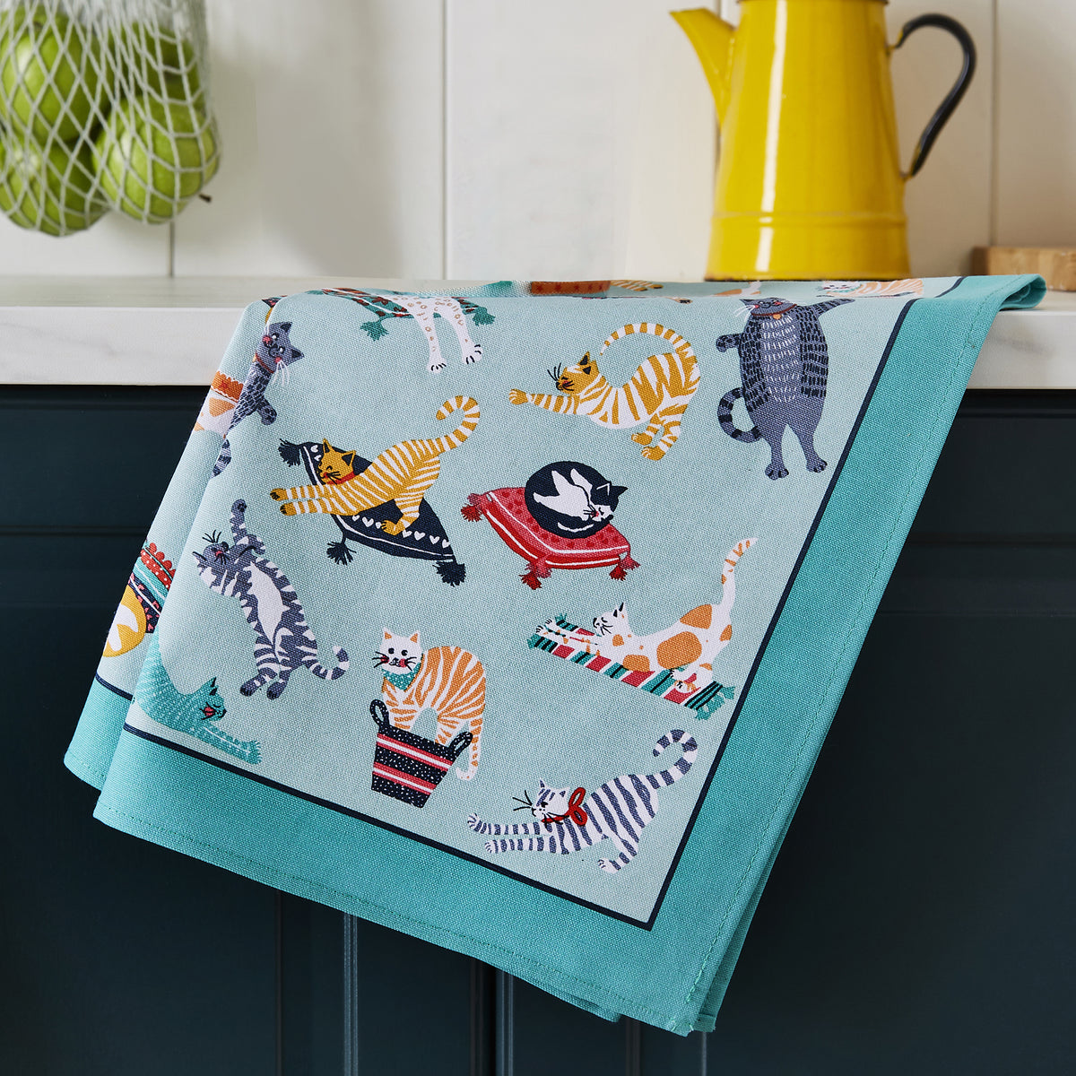 Kitty Cats Cotton Tea Towel in Blue – Ulster Weavers