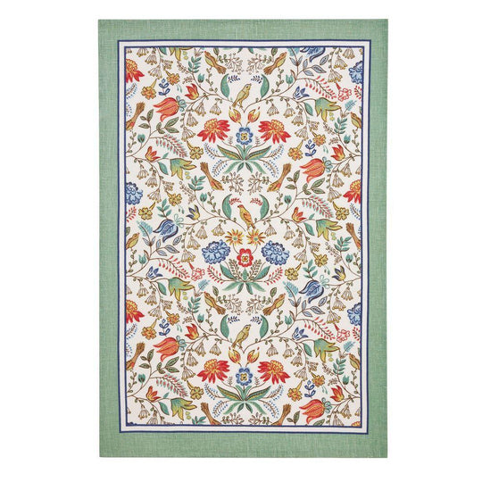 Arts & Crafts Cotton Tea Towel in Green