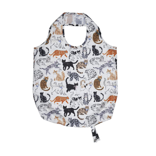 Feline Friends Foldable Tote Bag Medium in Grey
