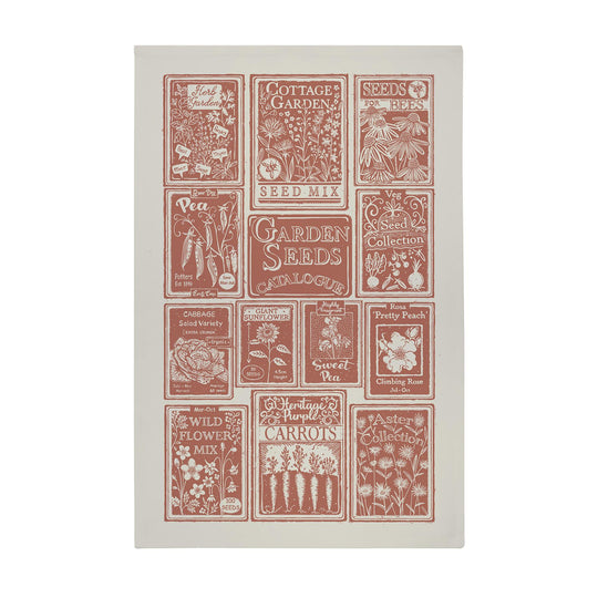 Seed Packets Cotton Tea Towel in Orange
