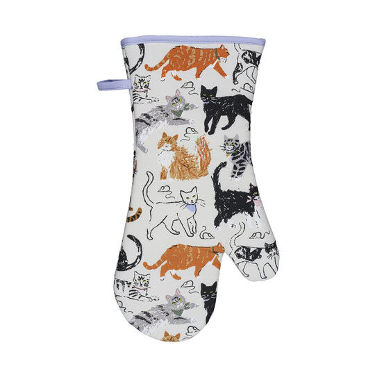 Feline Friends Gauntlet Oven Glove in Grey