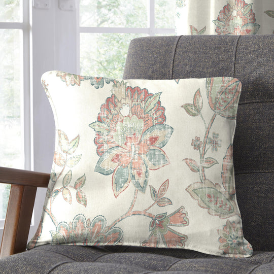 Indira Cushion in Coral/Natural 43 x 43cm