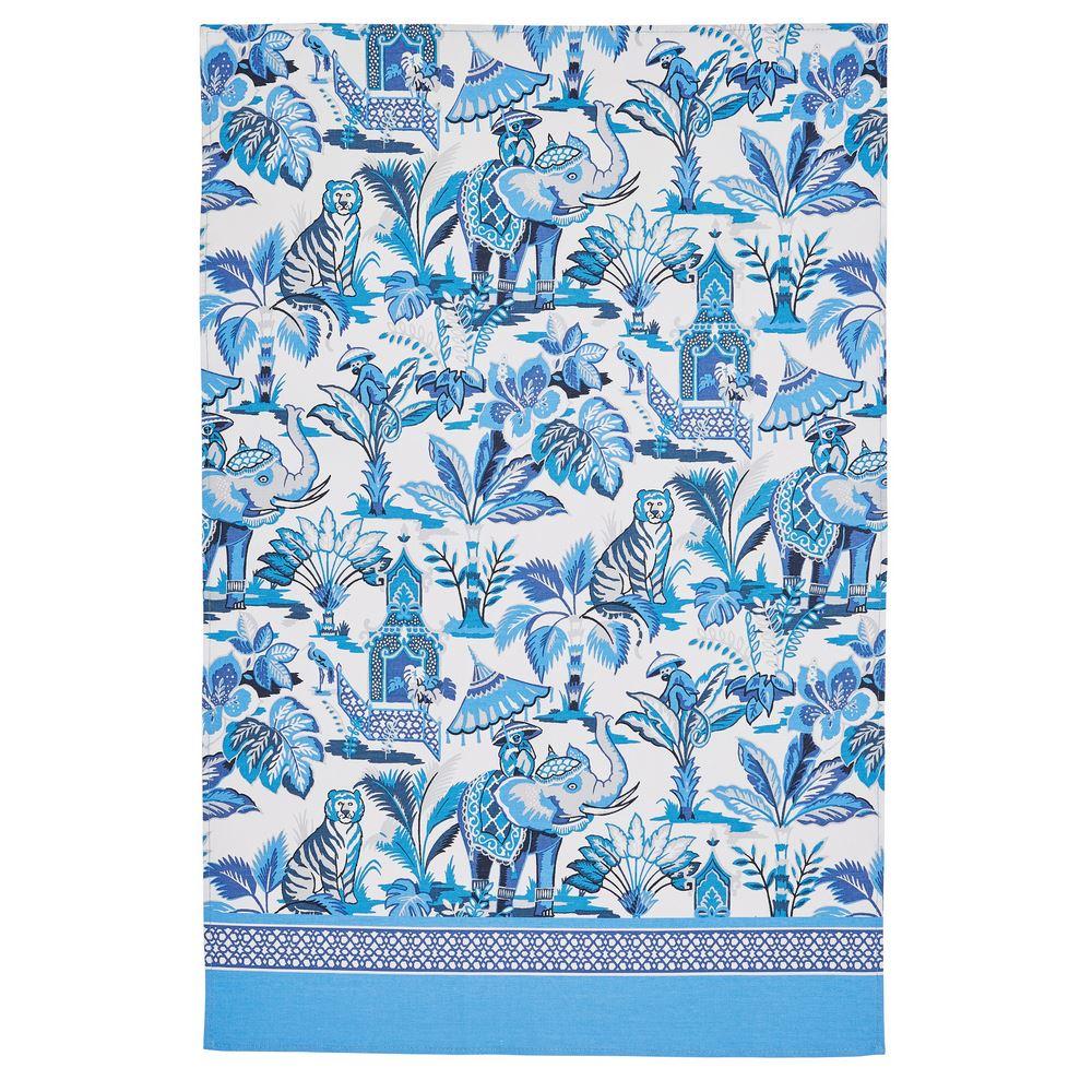 Susannah Cotton Tea Towel 100% Cotton Long Tailed Bird on Blue