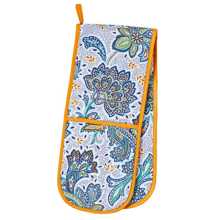 Ulster Weavers Double Oven Glove - Italian Paisley (100% Cotton Outer; 100% Polyester wadding; CE marked, Blue) - Double Oven Gloves - Ulster Weavers
