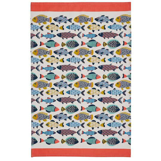 Aquarium Cotton Tea Towel in Blue