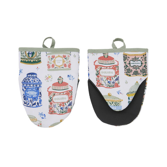 Tea Tins Microwave Mitts Pair in Multicolour