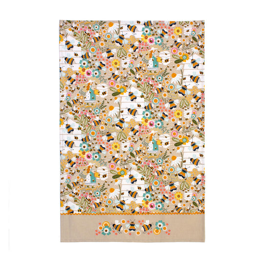 Bee Keeper Cotton Tea Towel in Natural