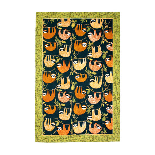 Hanging Around Cotton Tea Towel in Blue