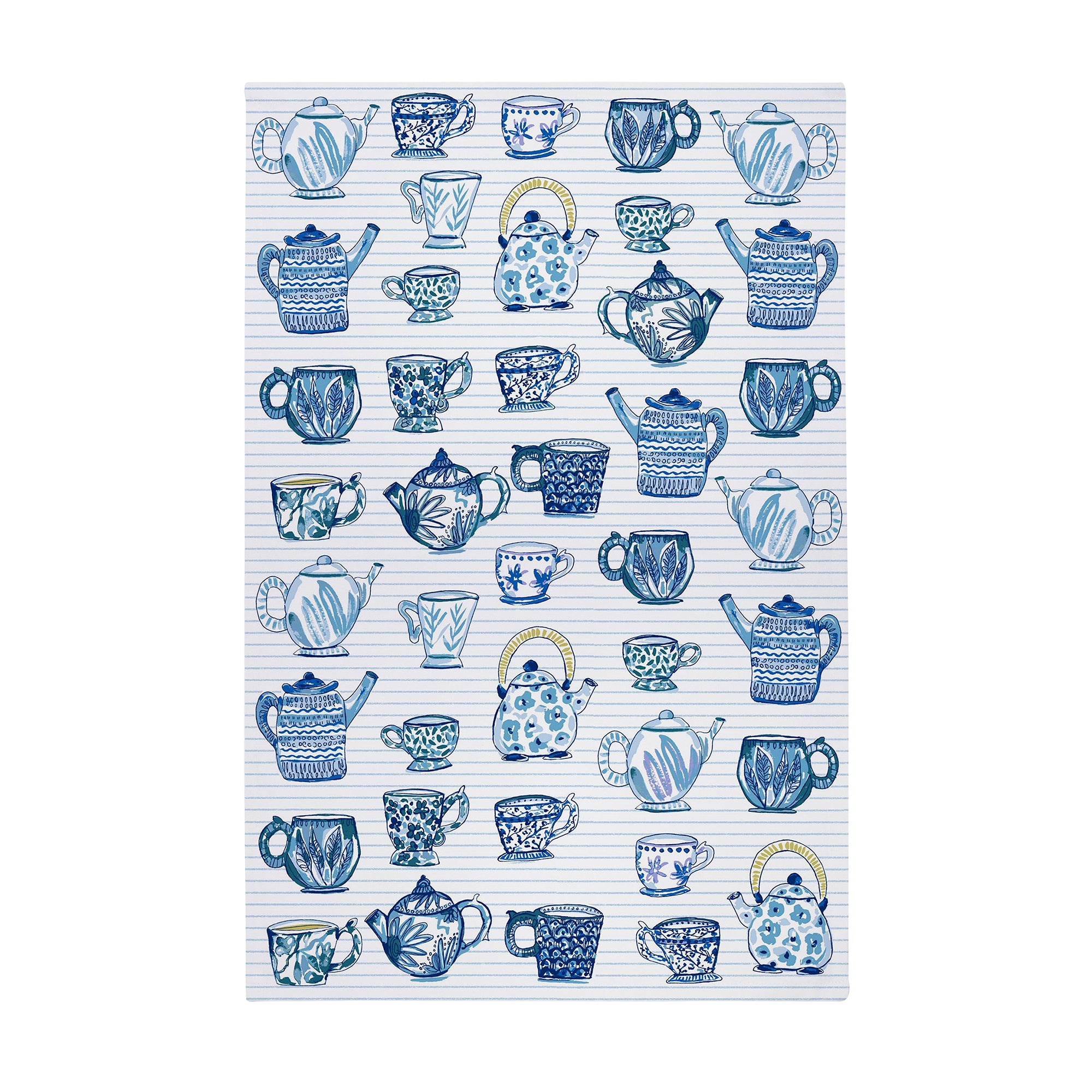 Tea Cups Cotton Tea Towel in Blue - Tea Towel - Ulster Weavers