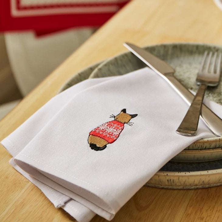 Christmas Cats in Waiting Napkins 2 Pack in Red
