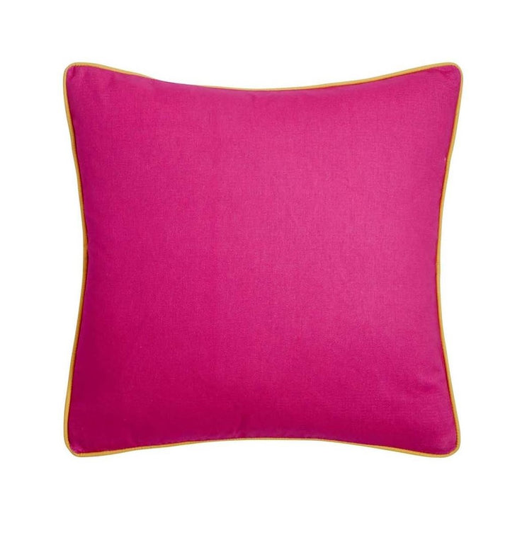 Ulster Weavers Plain Linen Cushion - Limelight (50cm x 50cm, Cerise Pink/Ochre Yellow) - Filled Cushion - Ulster Weavers