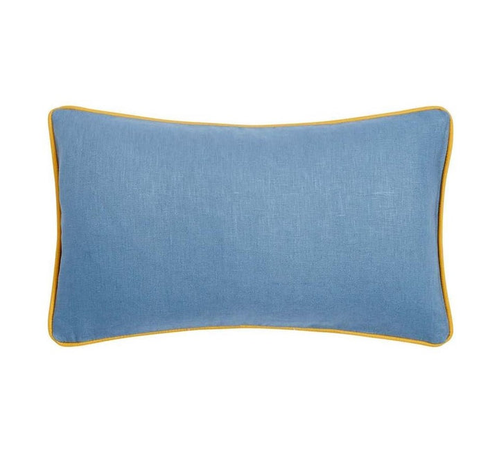 Ulster Weavers Plain Linen Cushion - Limelight (50cm x 30cm, Iris Blue/Ochre Yellow) - Filled Cushion - Ulster Weavers