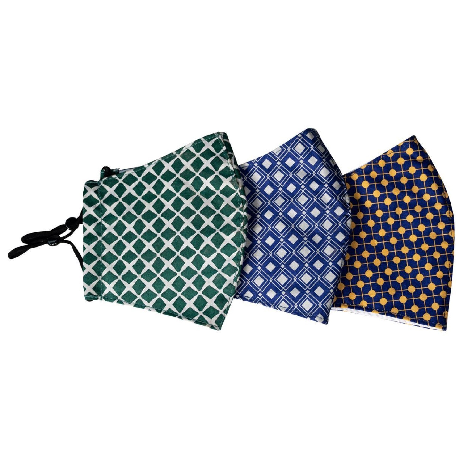 Ulster Weavers Face Coverings - Diamonds (100% Cotton, Multicolour, Pack of 3) - Face Coverings - Ulster Weavers