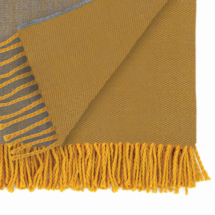 Ulster Weavers Merino Wool Throw - Iris Blue/Ochre Yellow (145cmx175cm) - Throw - Ulster Weavers