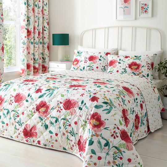 Abstract Poppy Bedspread in Red 200cm X 230cm