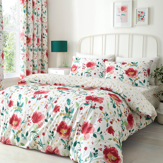 Abstract Poppy Duvet Cover Set in Red