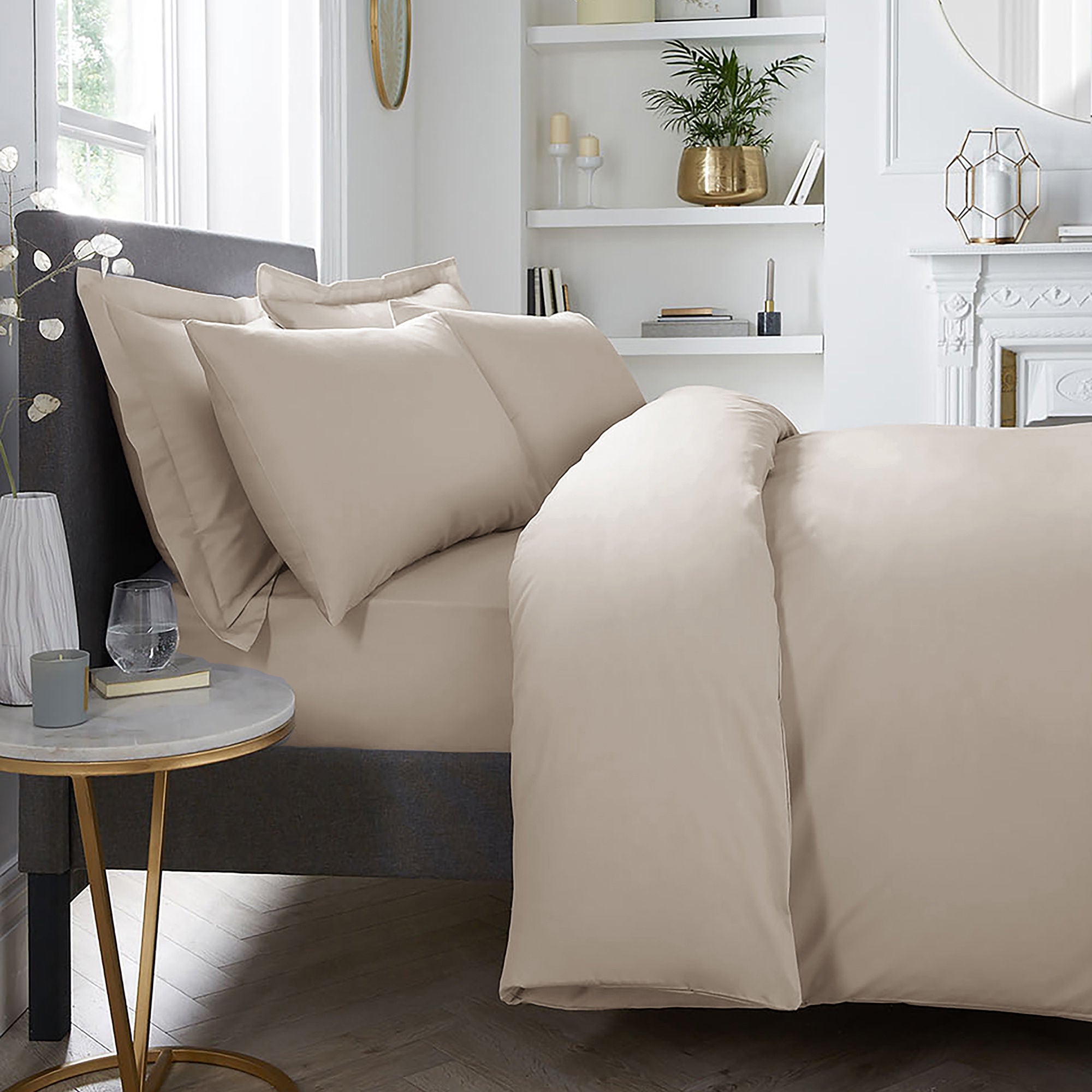 200TC Plain Dye Pair of Oxford Pillowcases by Appletree Boutique in Natural 50 x 75cm - Pair of Oxford Pillowcases - Appletree Boutique
