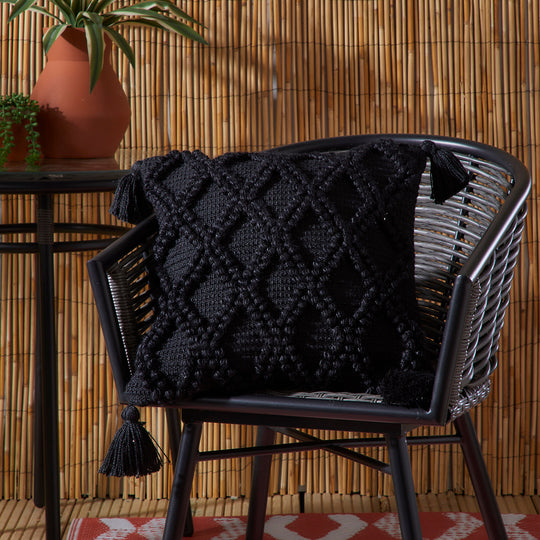 Alda Outdoor Cushion in Black 43 x 43cm