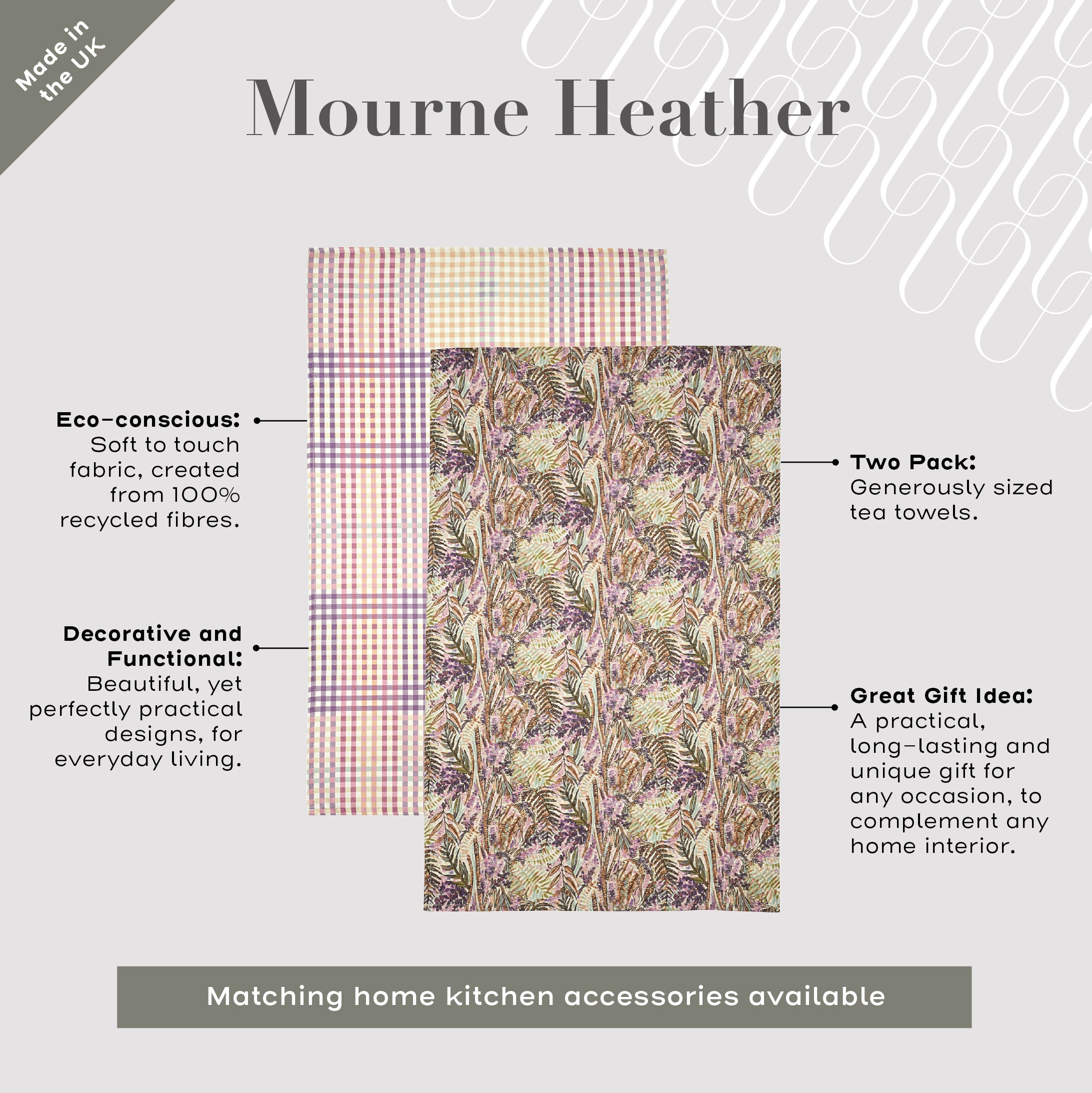 Ulster Weavers Cotton Tea Towel - Mourne Heather Recycled Cotton/Polyester Blend, Purple - Tea Towel - Ulster Weavers