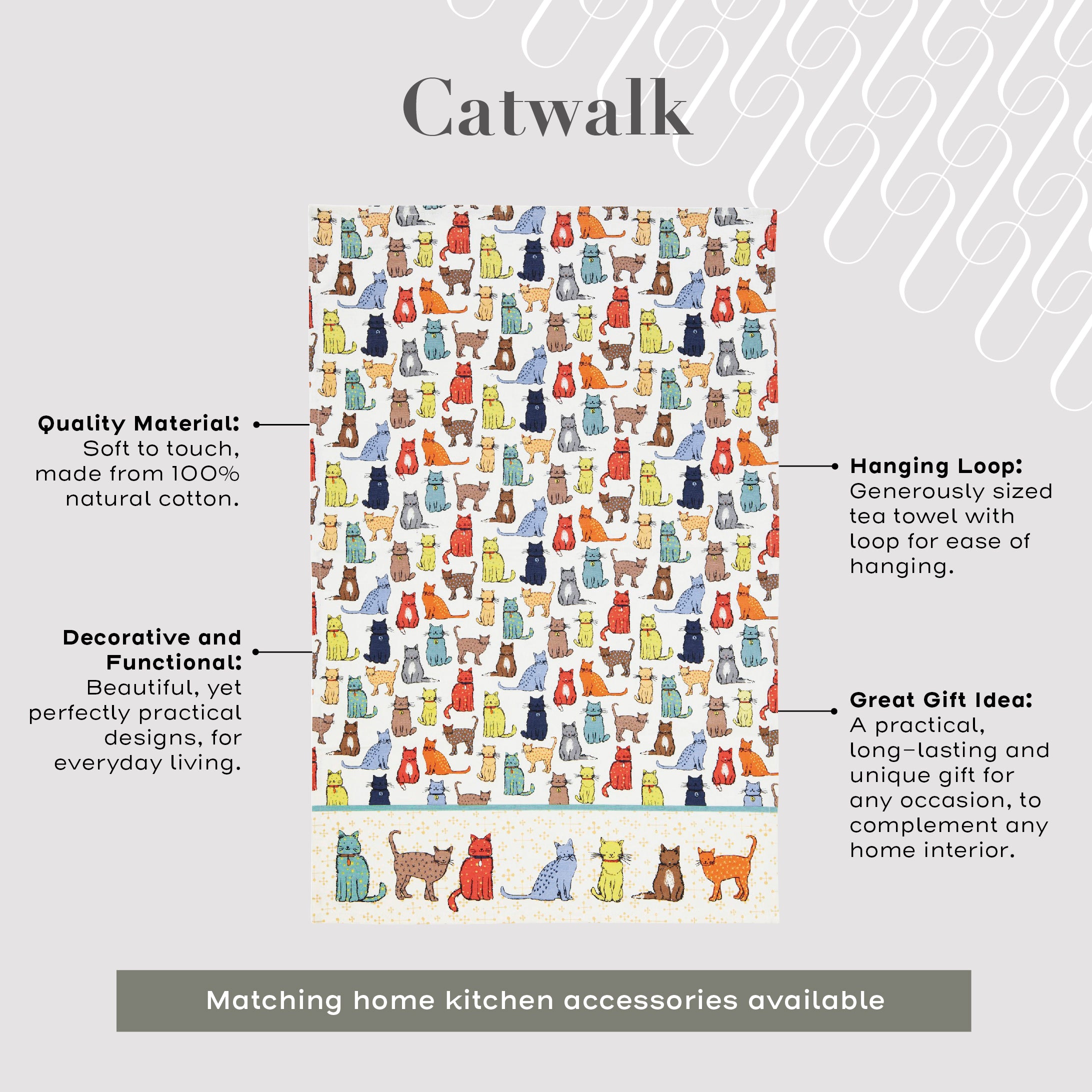 Ulster Weavers Cotton Tea Towel - Catwalk (100% Cotton, Blue) - Tea Towel - Ulster Weavers