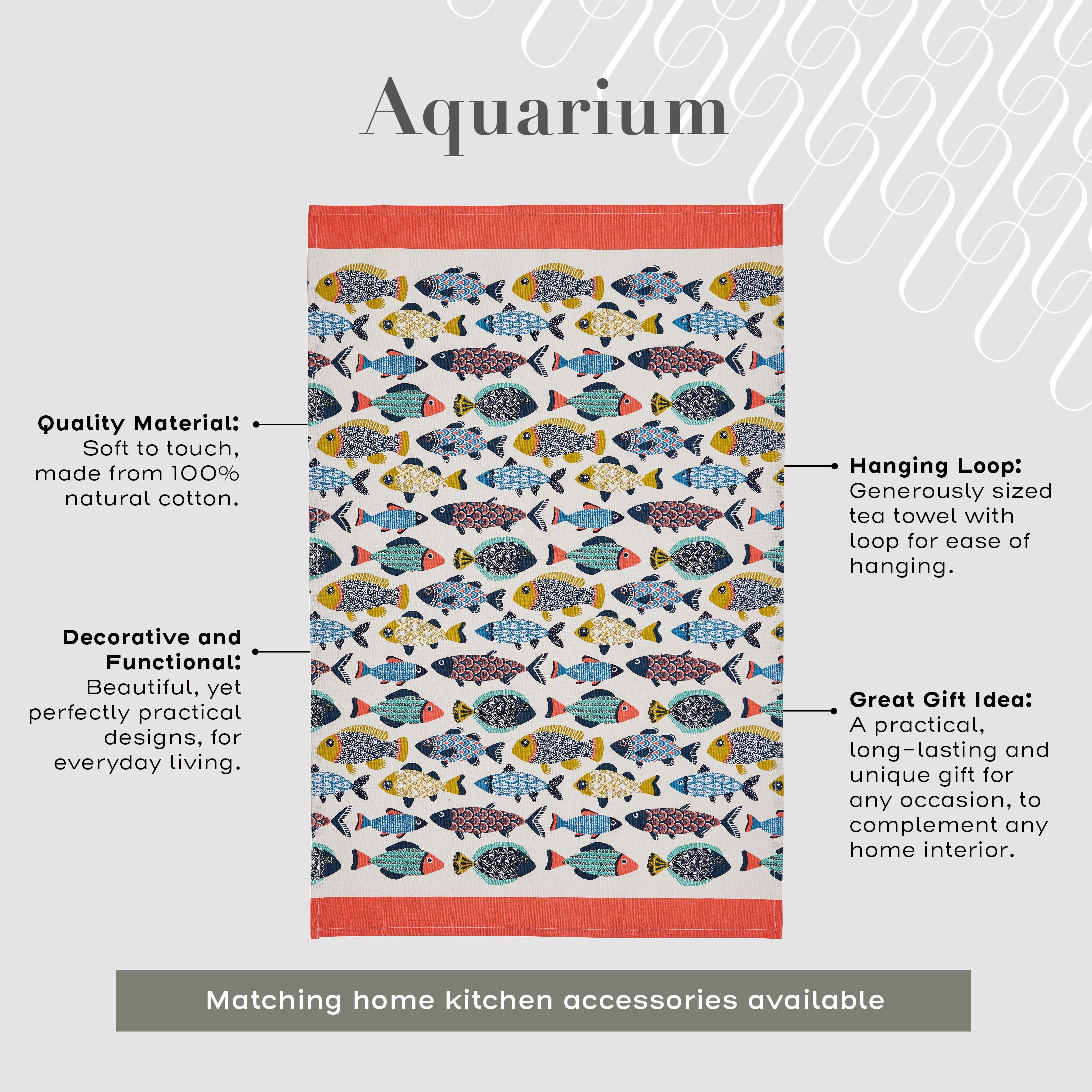 Ulster Weavers Cotton Tea Towel - Aquarium (100% Cotton, Blue) - Tea Towel - Ulster Weavers