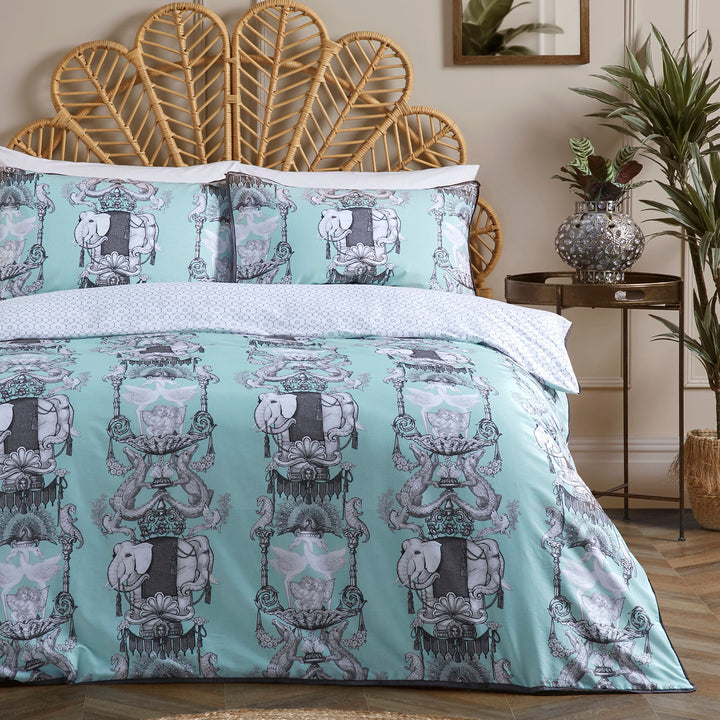 Animalia Duvet Cover Set by Laurence Llewelyn-Bowen in Duck Egg - Duvet Cover Set - Laurence Llewelyn-Bowen