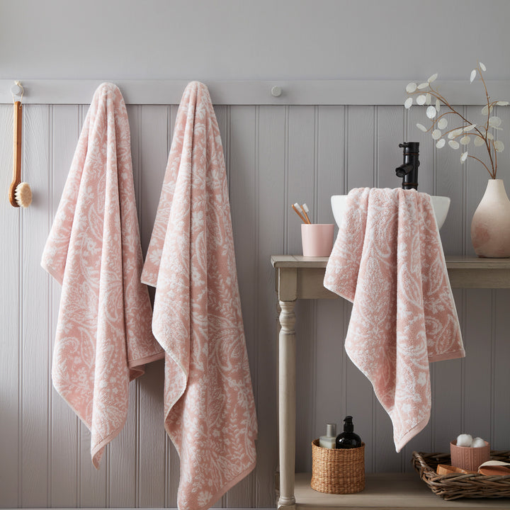 Aveline Towels by Dreams & Drapes Bathroom in Soft Pink - Hand Towel - Dreams & Drapes Bathroom
