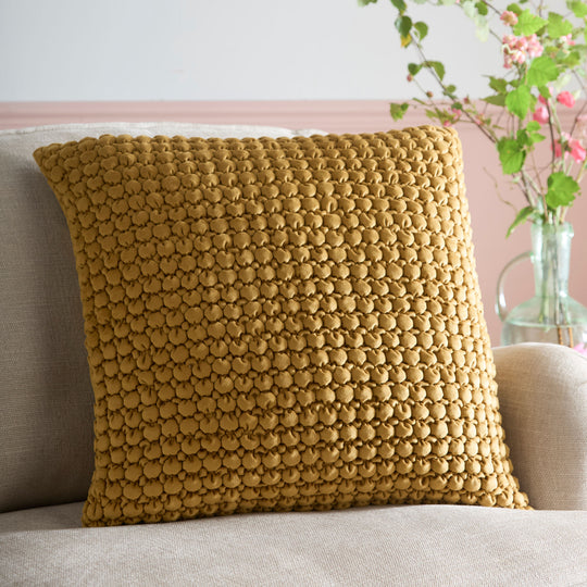 Bobble Cushion in Ochre 55 x 55cm