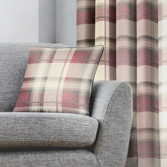 Balmoral Check Cushion in Blush 43 x 43cm