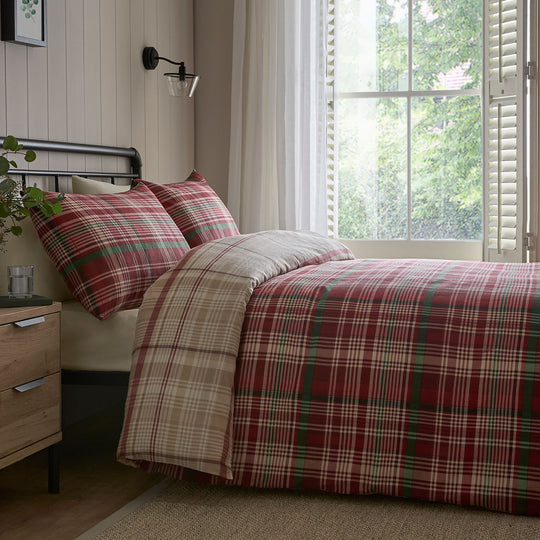 Bennet Check Duvet Cover Set in Red