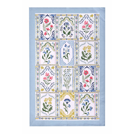 Boho Floral Cotton Tea Towel in Multicolour