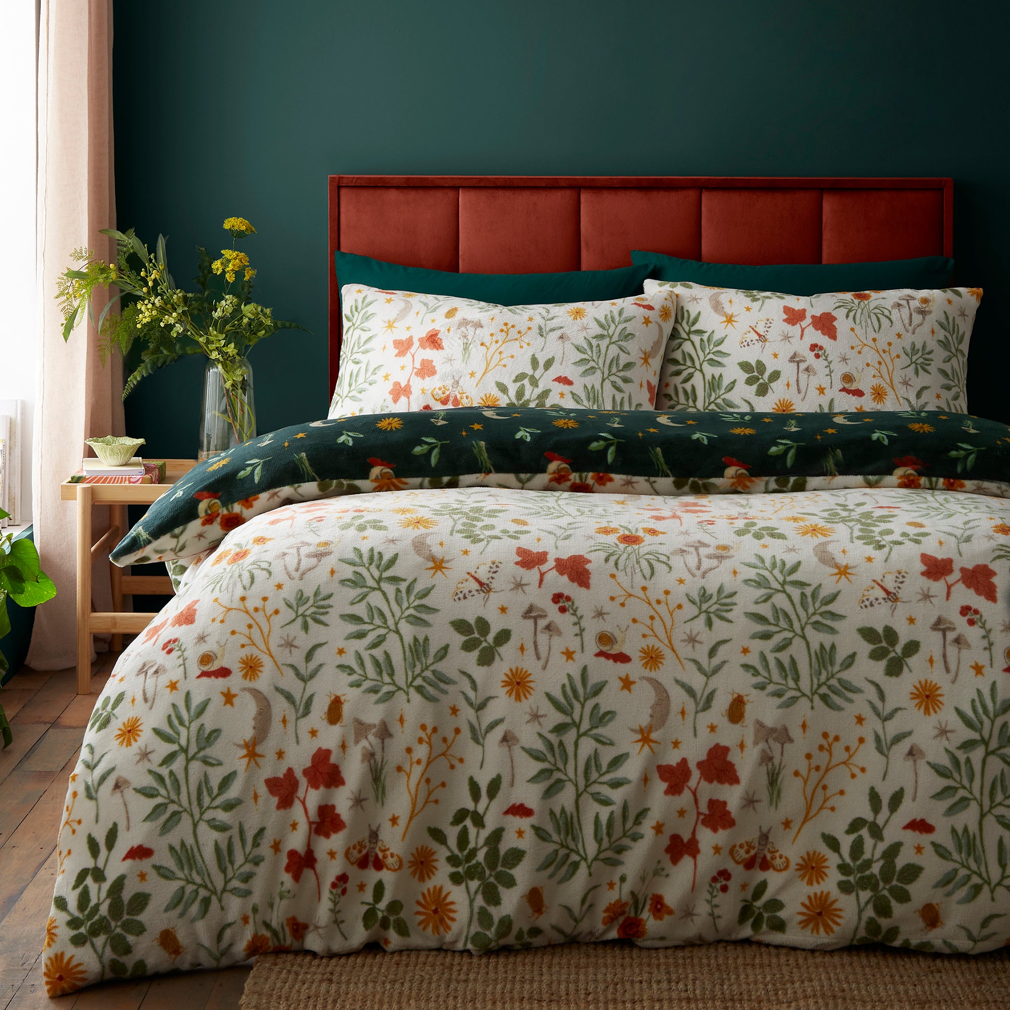 Botanical Mushrooms Duvet Cover Set in Natural - Duvet Cover Set - Fusion Snug