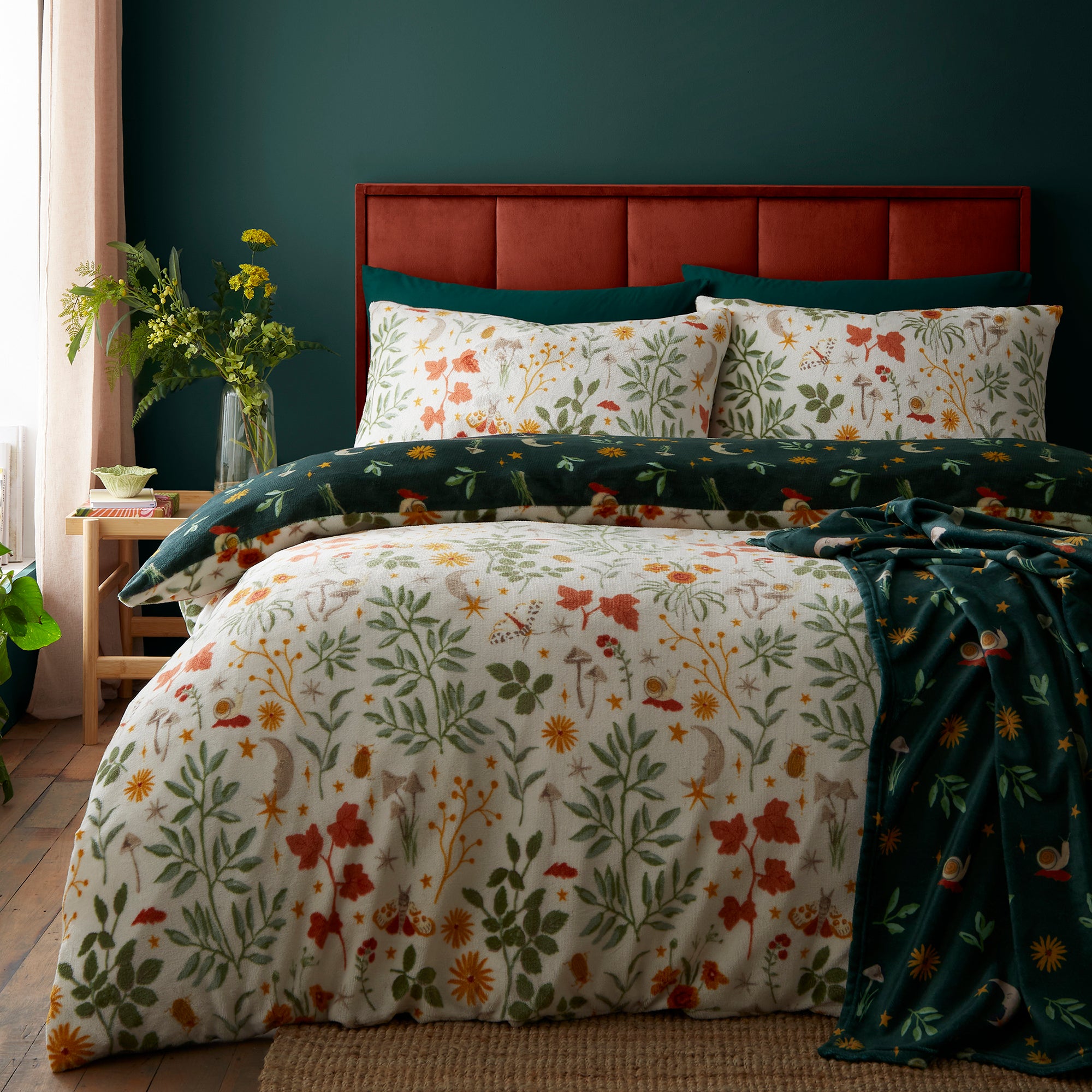 Botanical Mushrooms Duvet Cover Set in Natural - Duvet Cover Set - Fusion Snug