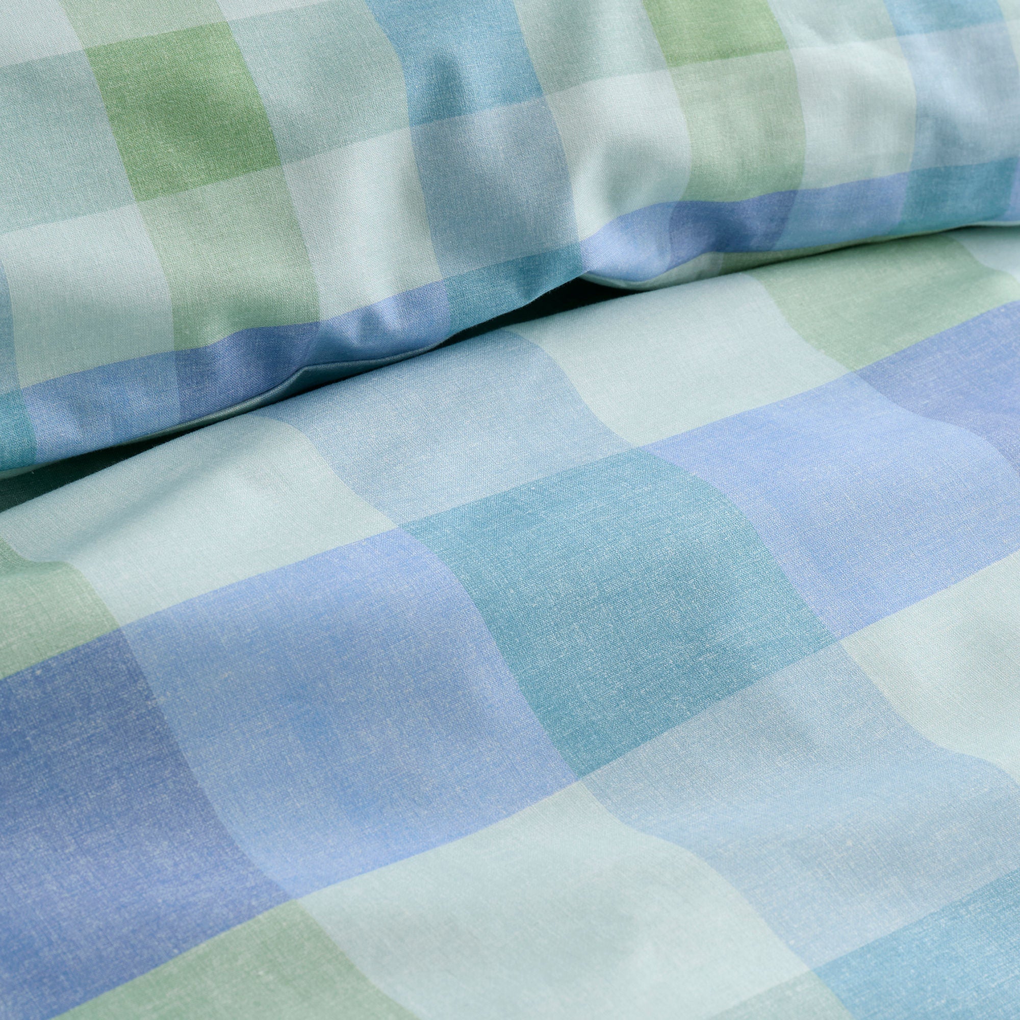 Block Check Duvet Cover Set in Blue - Duvet Cover Set - Fusion